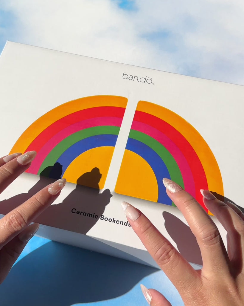 model using rainbow bookends