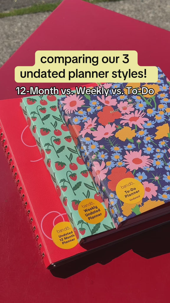 comparing 3 styles of undated planner styles: 12 month vs. weekly vs. to-do