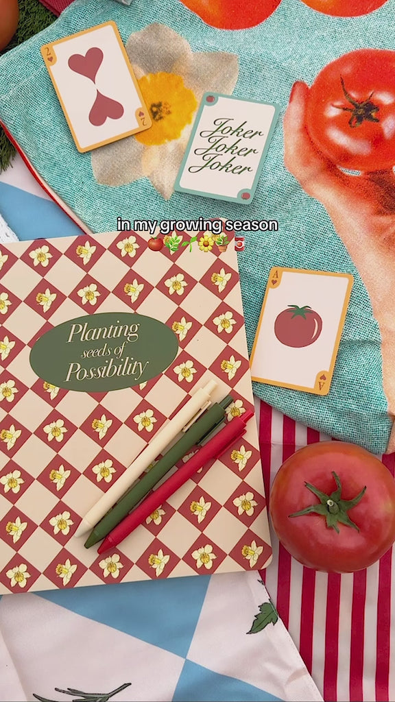 model showcasing colorful garden themed products