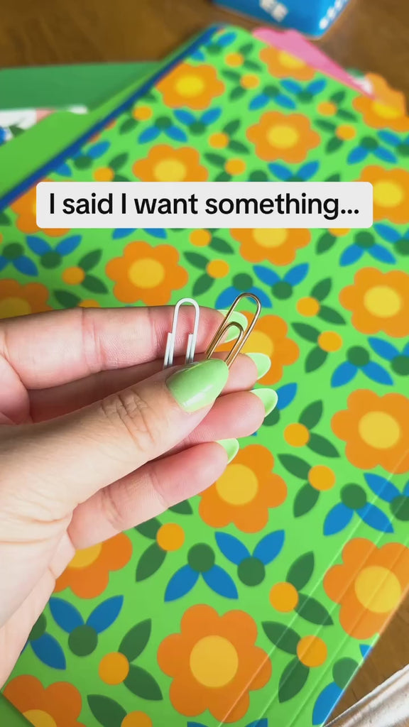 model showing giant colorful paper clips