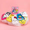 set of 7 makeup erasers with hello kitty and friends faces and wash bag on a cloud