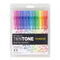 packaged set of 12 twintone rainbow dual tip markers in various bright colors
