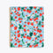 spiral bound notebook cover in blue strawberry floral pattern