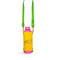 pink stainless steel water bottle with yellow and green water bottle sling with the words '100% stardust' across the front