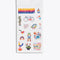 interior page of sticker book showing rainbow multicolor stickers