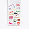 interior page of sticker book showing multicolor text graphic stickers